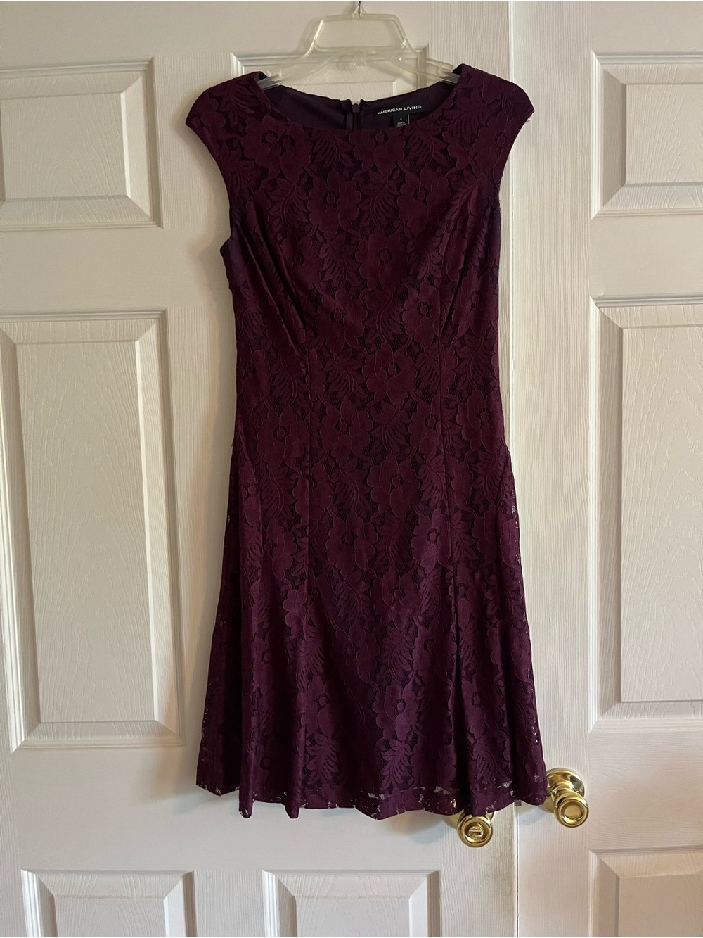 American Living Wine Lace Fit-and-Flare Dress